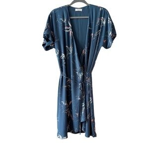 Aritzia Babaton Blue Floral Wrap Dress